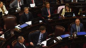 El bloque de la UCR en la sesión del Senado que trató el DNU El bloque de la UCR en la sesión del Senado que trató el DNU