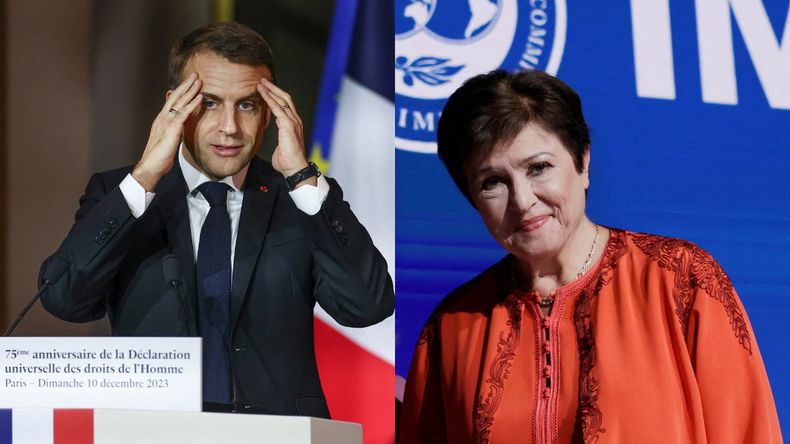 Emmanuel Macron y Kristalina Georgieva. (Fotos: NA) Emmanuel Macron y Kristalina Georgieva. (Fotos: NA)