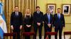 Diego Santilli, Karina Milei, Maximiliano Pullaro, Luis Caputo y Lisandro Enrico, juntos en la Casa Rosada