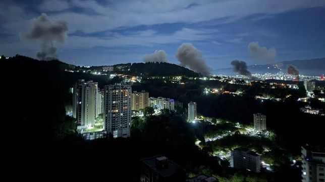 Una de las imágenes del bombardeo de Estados Unidos en Venezuela.&nbsp;