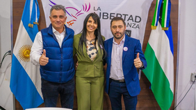 Lorena Villaverde, Sebastián Pareja y Marcelo Román. La Libertad Avanza se reordena en Río Negro luego de su triunfo.