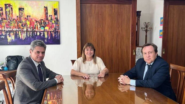 Los jueces Iván Kvasina y Roberto Dellamónica en una audiencia con la Defensora General de provincia Estrella Moreno.