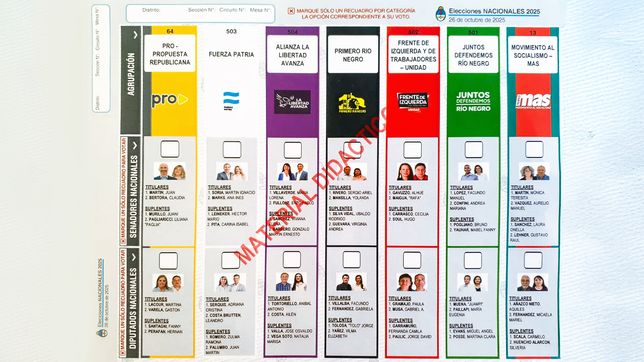 Río Negro: así es la boleta única para votar en las elecciones legislativas del 26 de octubre.