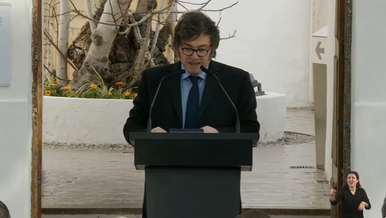 Javier Milei en el acto en San Juan