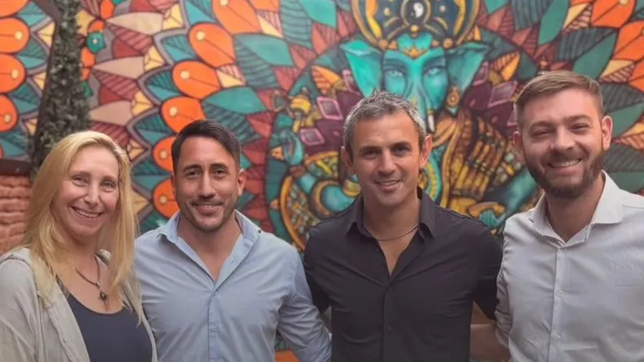 Karina Milei y Martín Menem junto a las dos referencias de LLA en La Pampa: Nicolás Boschi y Luciano Ortiz, protagonistas de la grieta a cielo abierto.