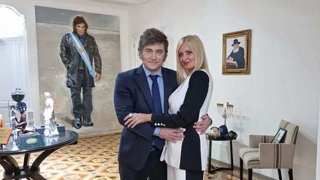 Javier Milei y Yuyito González en la Quinta de Olivos. 