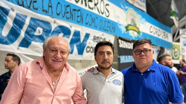 Rubén Urbano (UOM) , Ricardo López (ATSA), Edgar Luján (Camioneros), el triunvirato que conduce la CGT Regional Córdoba.