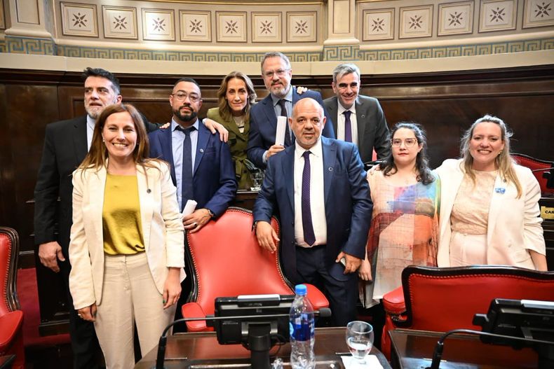 El bloque de La Libertad Avanza en el Senado bonaerense.