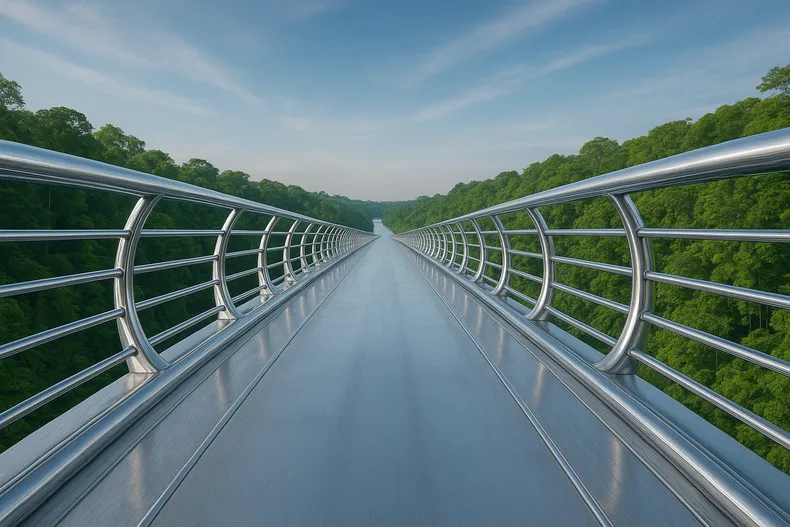 Javier Milei recorre, con la ayuda de Donald Trump el inicio de un puente que, al final, debería terminar con la conocida restricción de divisas del país. (Imagen generada con inteligencia artificial - Chat GPT).