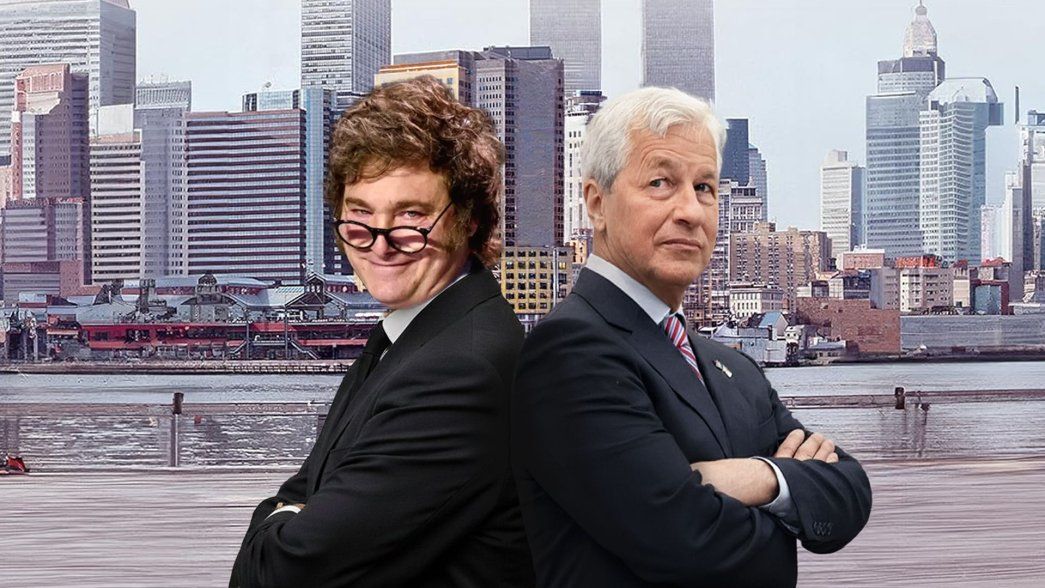 Javier Milei y Jamie Dimon, ceo de J.P. Morgan (Fotomontaje).