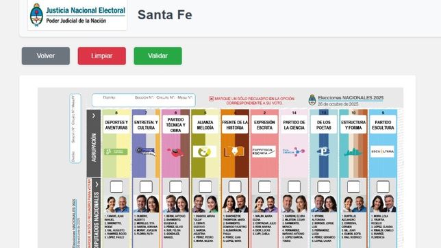 El simulador de votos con la Boleta Única de Papel para las elecciones legislativas nacionales de 2025.