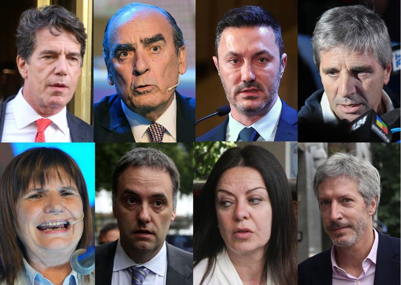 Nicolás Posse, Guillermo Francos, Luis Petri, Luis Caputo, Patricia Bullrich, Manuel Adorni, Sandra Pettovello y Santiago Bausili. (Foto: NA) Nicolás Posse, Guillermo Francos, Luis Petri, Luis Caputo, Patricia Bullrich, Manuel Adorni, Sandra Pettovello y Santiago Bausili. (Foto: NA)