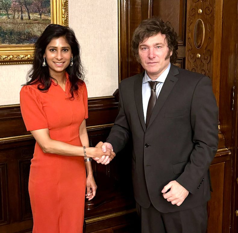 Javier Milei con la número dos del FMI, Gita Gopinath