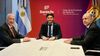 Maximiliano Pullaro junto a Antonio Bonfatti y Omar Perotti, previo a la reunión en la Corte Suprema.