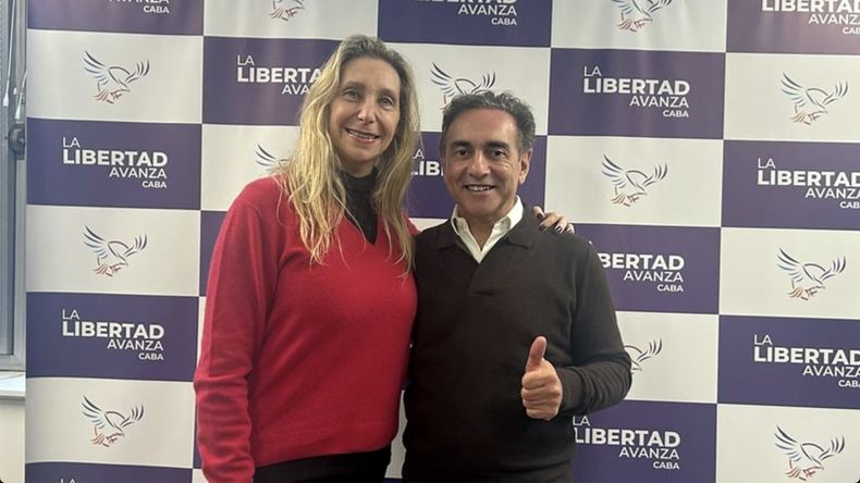Karina Milei y el titular de La Libertad Avanza en Santigo del Estero, Tomás Figueroa. 