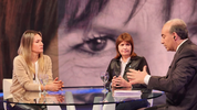 Losada y Bullrich en el set de Canal 3 con el periodista Sergio Roullier.