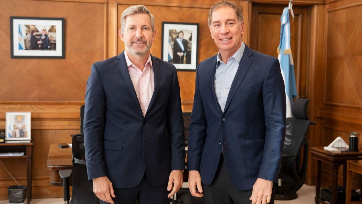 El gobernador de Entre Ríos, Rogelio Frigerio, junto al ministro del Interior, Diego Santilli.&nbsp;