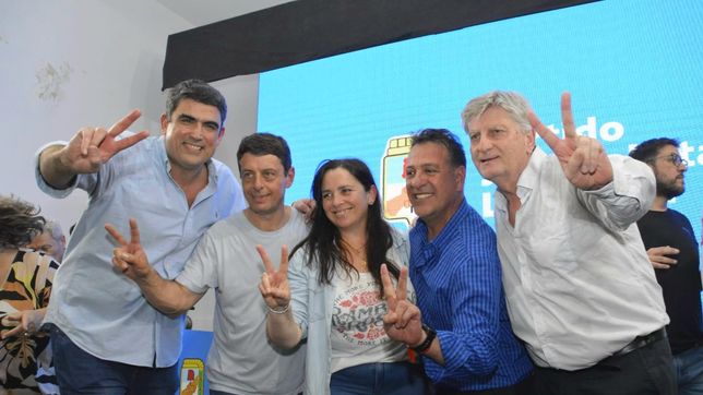 El gobernador de La Pampa, Sergio Ziliotto, junto a figuras de su riñón: el senador Daniel Bensusán, el diputado Ariel Rauschenberger, la secretaria de Género, Patricia Labourié, y el ministro Pascual Fernández.