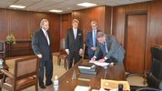 Juan Carlos Maqueda, Horacio Rosatti, Jhon Boretto, Abel Sánchez Torres, en la firma de convenios entre la Corte Suprema de Justicia y la UNC.