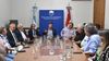 Armando Traferri y Rubén Pirola en el centro, referentes del bloque peronista del Senado santafesino. A su derecha, Osvaldo Sosa y Alcides Calvo.