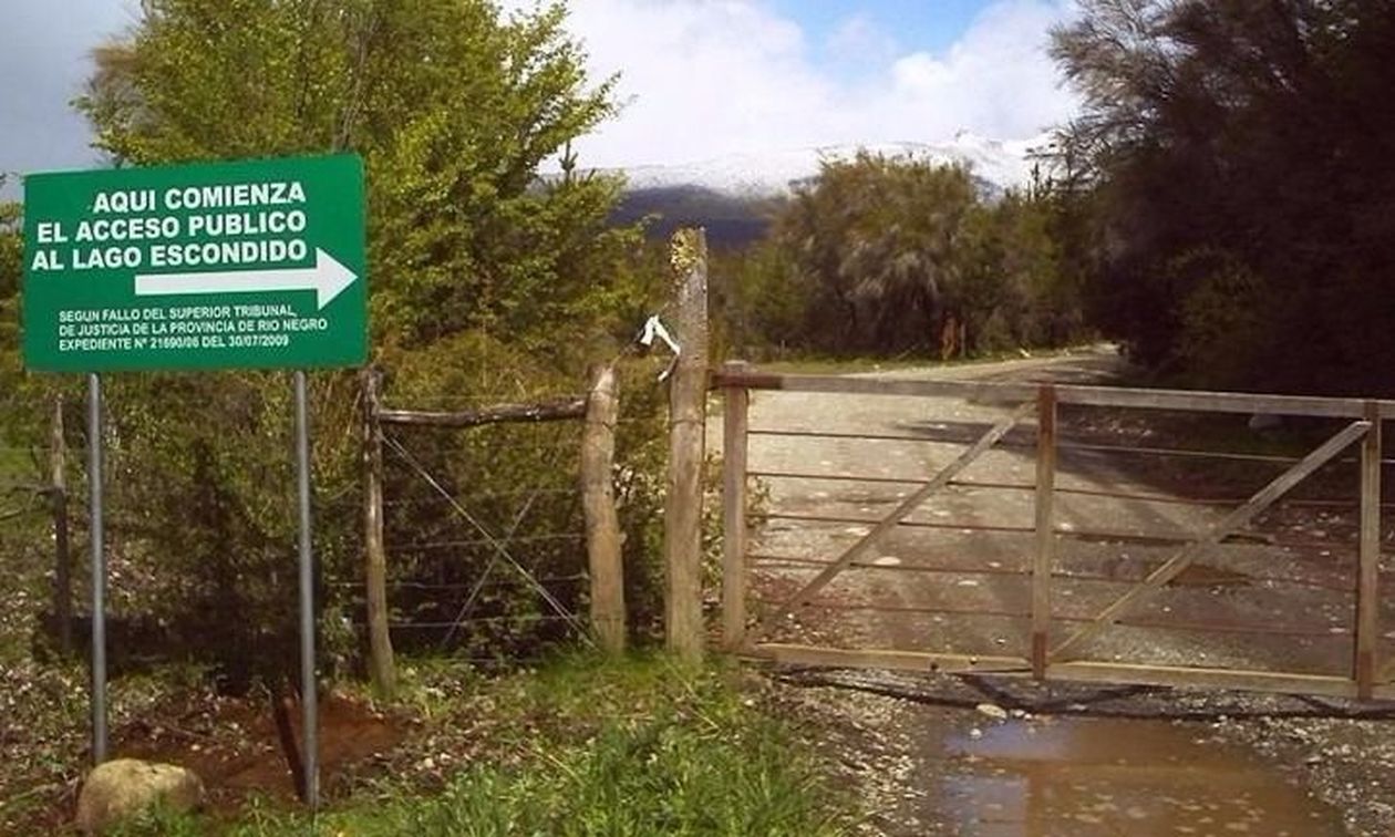 El acceso a Lago Escondido. Lago Escondido Joe Lewis Bruno Pogliano El Bolsón Mauricio Macri Lago Puelo