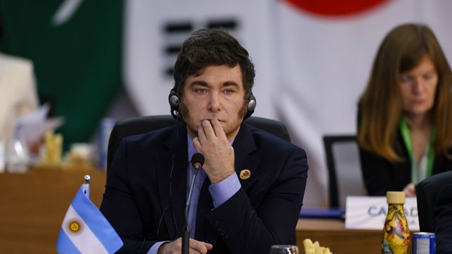 Javier Milei en la cumbre del G20, en Río de Janeriro.&nbsp;