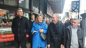 Randazzo, Fein, Schiaretti y Paulón en Rosario, durante una recorrida de campaña.