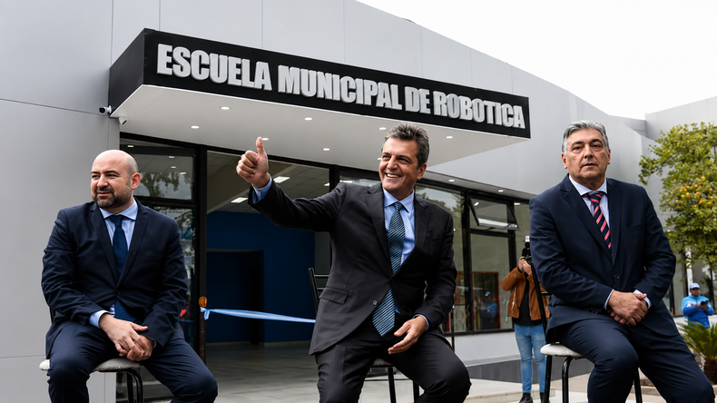 Sergio Massa junto a Roger Nediani y Pablo Mirolo.