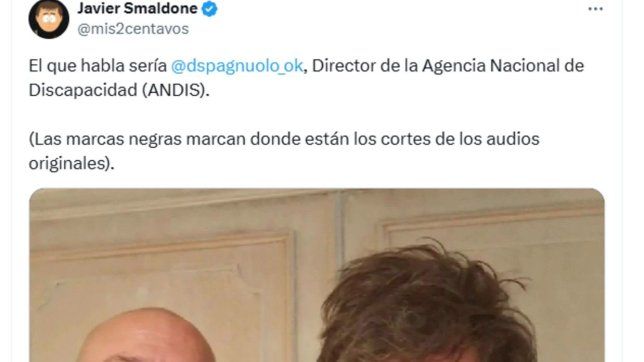 Tuit con los audios de Diego Spagnuolo. (@mis2centavos)