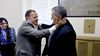 Ricardo Quintela, en su paso por Paraná, junto al presidente del PJ de Entre Ríos José Cáceres.