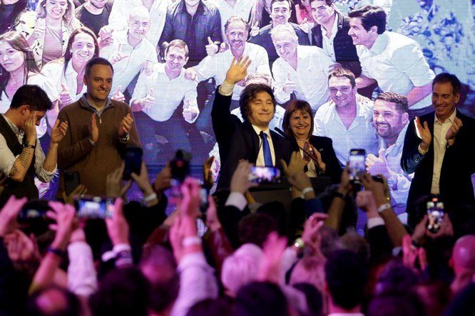 Javier Milei en el festejo libertario en la ciudad de Buenos Aires