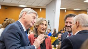 El gobernador de La Pampa Sergio Ziliotto, la vicegobernadora Alicia Mayoral, el rector Francisco Marull y el presidente del STJ Eduardo Fernández Mendía, en la UNLPam.