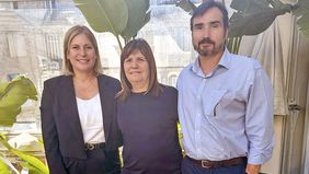 Gisela Scaglia, Patricia Bullrich y Lucas Incicco, este lunes en Buenos Aires.