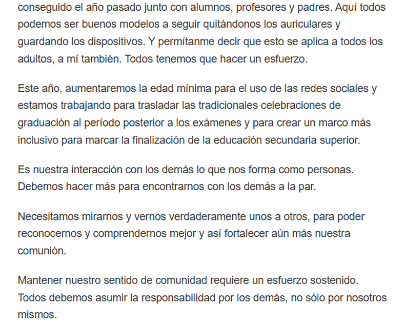 Parte del discurso del 1 de enero del primer ministro noruego. 