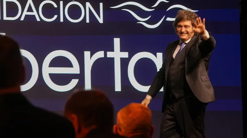 Javier Milei en la cena de la Fundación Libertad.