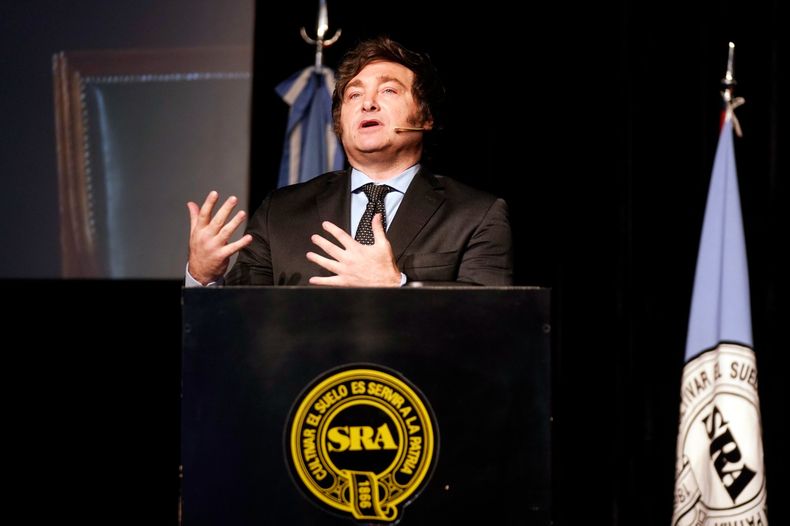 Javier Milei en la reunión de delegados y directores en Sociedad Rural Argentina.
