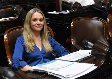 María Gabriela Flores en su banca de la Cámara de Diputados.&nbsp;