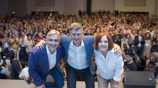 Martín Llaryora, Daniel Passerini y Alejandra Vigo, el tridente ganador en el reparto de espacios en el oficialismo de Córdoba capital.&nbsp;