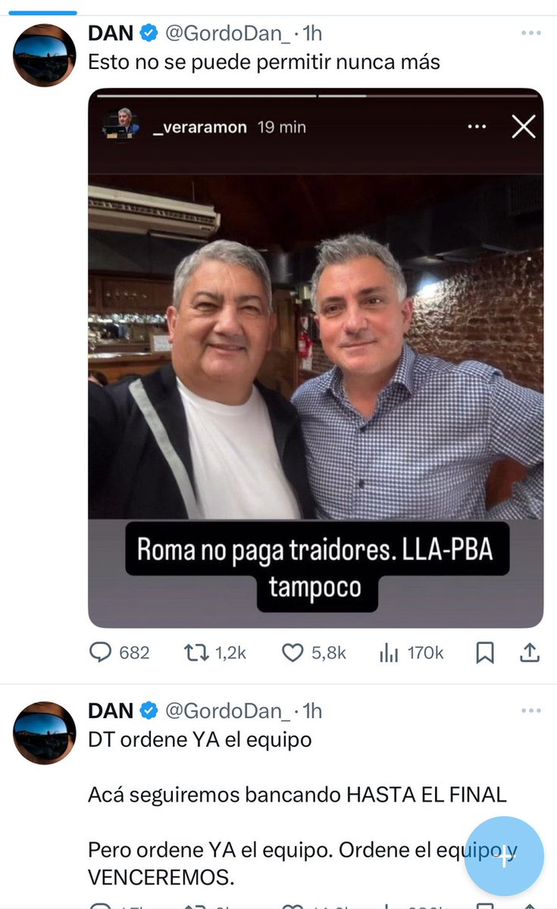 El Gordo Dan, del espacio de Santiago Caputo, y un cruce con el parejista Ramón Nene Vera.
