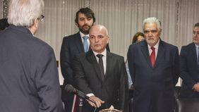 La jura de González Nora y Acevedo, el acto que derivó en la expulsión de Daniel Mariani como presidente del TSJ de Santa Cruz.&nbsp;