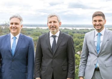 Martín Llaryora, Rogelio Frigerio y Maximiliano Pullaro, los gobernadores de la Región Centro que llegará el martes a San Francisco.&nbsp;
