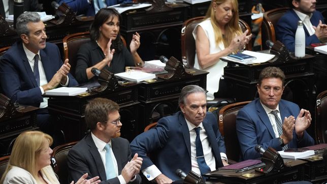 El bloque Hacemos Coalición Federal, durante el debate de la ley ómnibus.&nbsp;