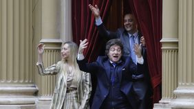 Javier Milei, testigo&nbsp; de las juras.&nbsp;