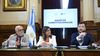Juan Pagotto (LLA), Mariana Juri (UCR) y Edgardo Kueider (UF), durante el debate del proyecto de Boleta Única.&nbsp;