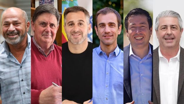 Mario Secco, Miguel Gargaglione, Federico Achaval, Pablo Petrecca, Leonardo Nardini y Javier Martínez, algunos de los intendentes que no se pueden presentar. Mario Secco, Miguel Gargaglione, Federico Achaval, Pablo Petrecca, Leonardo Nardini y Javier Martínez, algunos de los intendentes que no se pueden presentar.