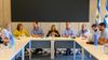 El Comité de Crisis, con todo el gabinete de La Pampa: en la cabecera, el intendente Luciano di Nápoli junto a la vicegobernadora Alicia Mayoral. FOTO: Agencia Provincial de Noticias.