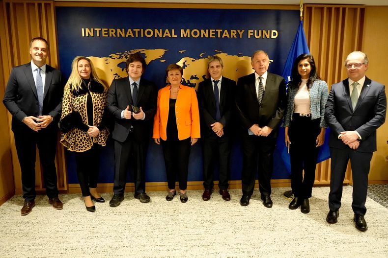 La comitiva de Javier Milei con el FMI.
