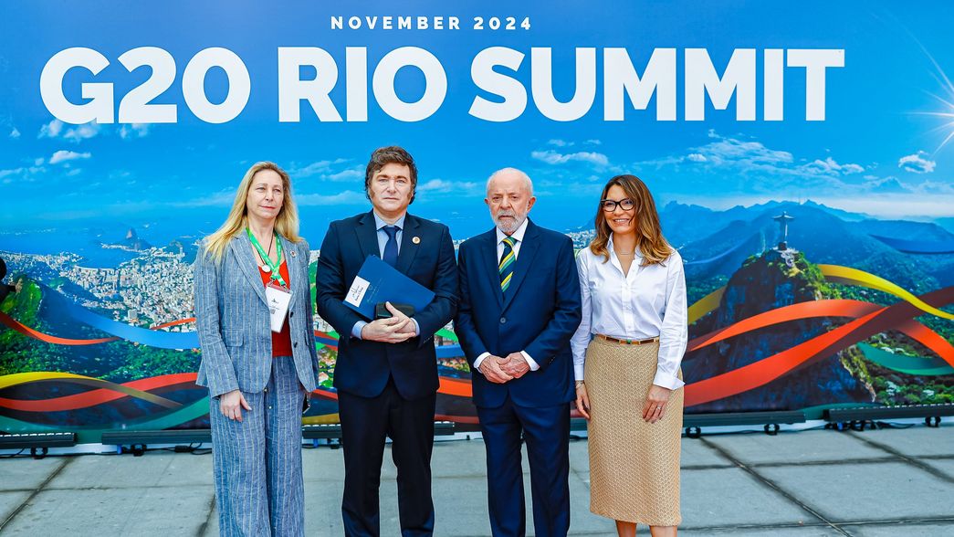 Karina Milei, Javier Milei, Lula da Silva y Janja da Silva, en el G20.