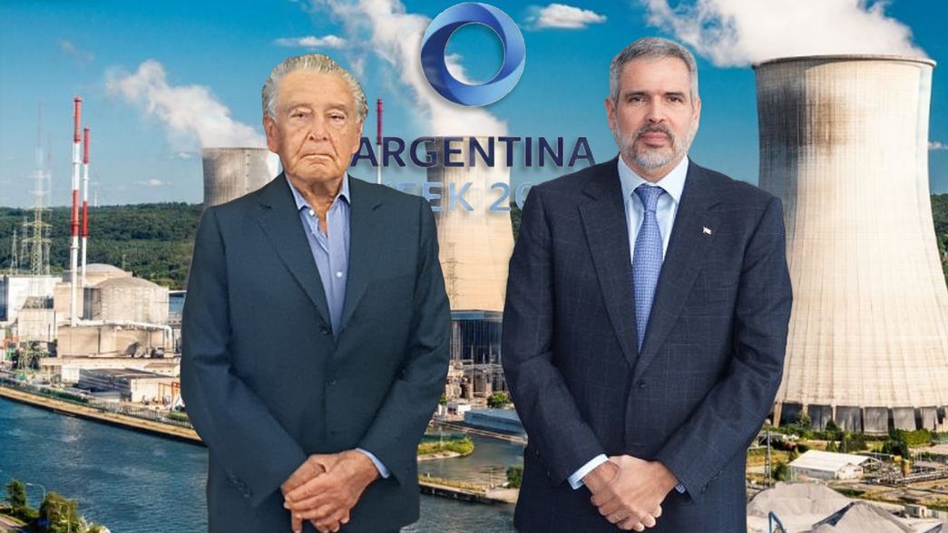 Eduardo Eurnekian y Luis Perez Companc, empresarios con intereses en la energía nuclear (fotomontaje).