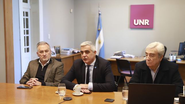 Bartolacci junto a los senadores Galaretto y Lewandowski buscando el respaldo económico para las universidades.